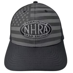 NHRA Drag Racing Baseball Cap Black One Size USA American Flag Embroidered Hat